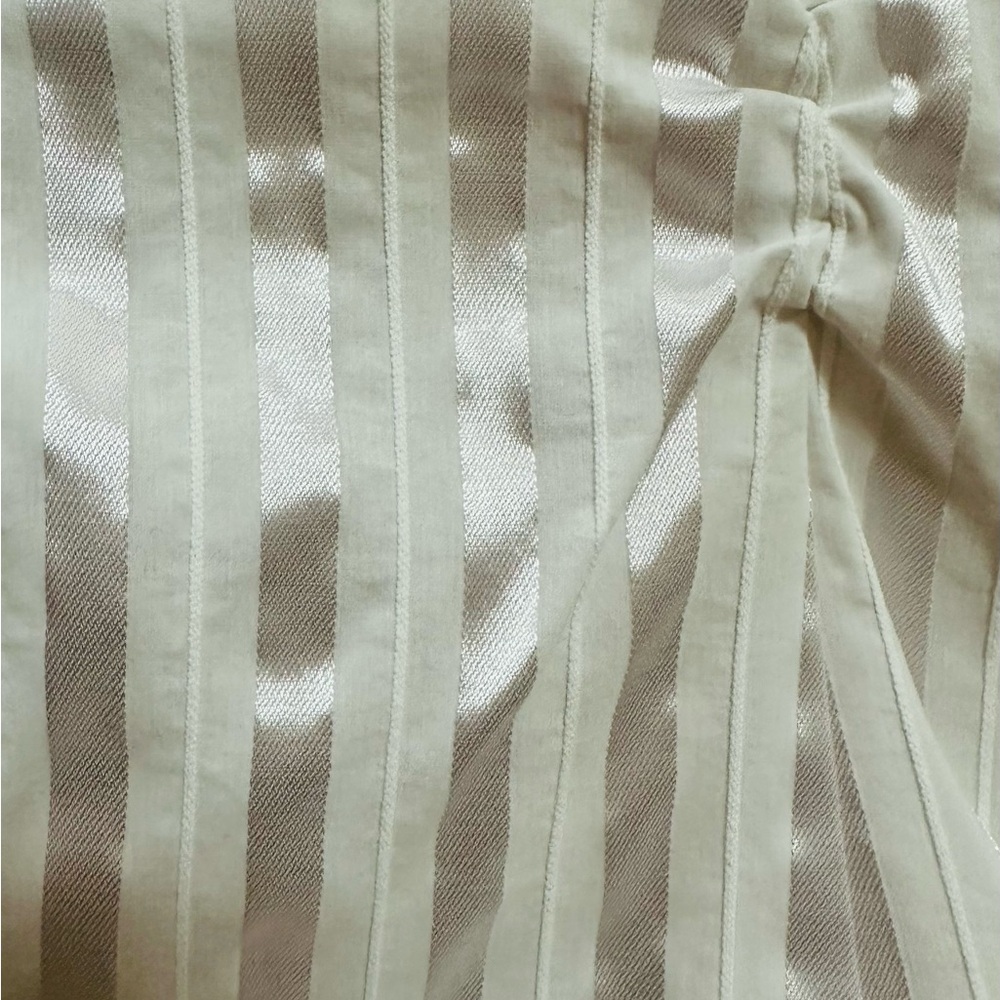 Cache White Satin-Stripe Fitted Button-Down Shirt - Picture 7 of 8